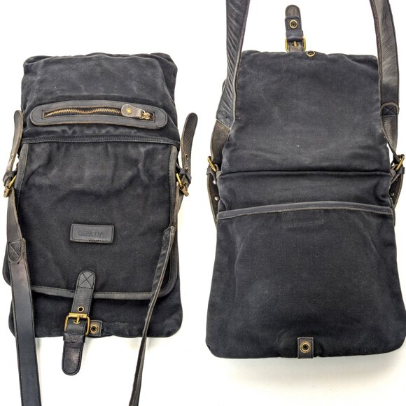GHURKA Black Denim and Leather Rugged Messenger Crossbody - Picture 8 of 16